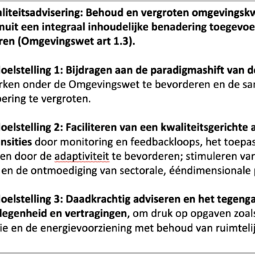 Doelstellingen kwaliteitsadvisering 2024-2031